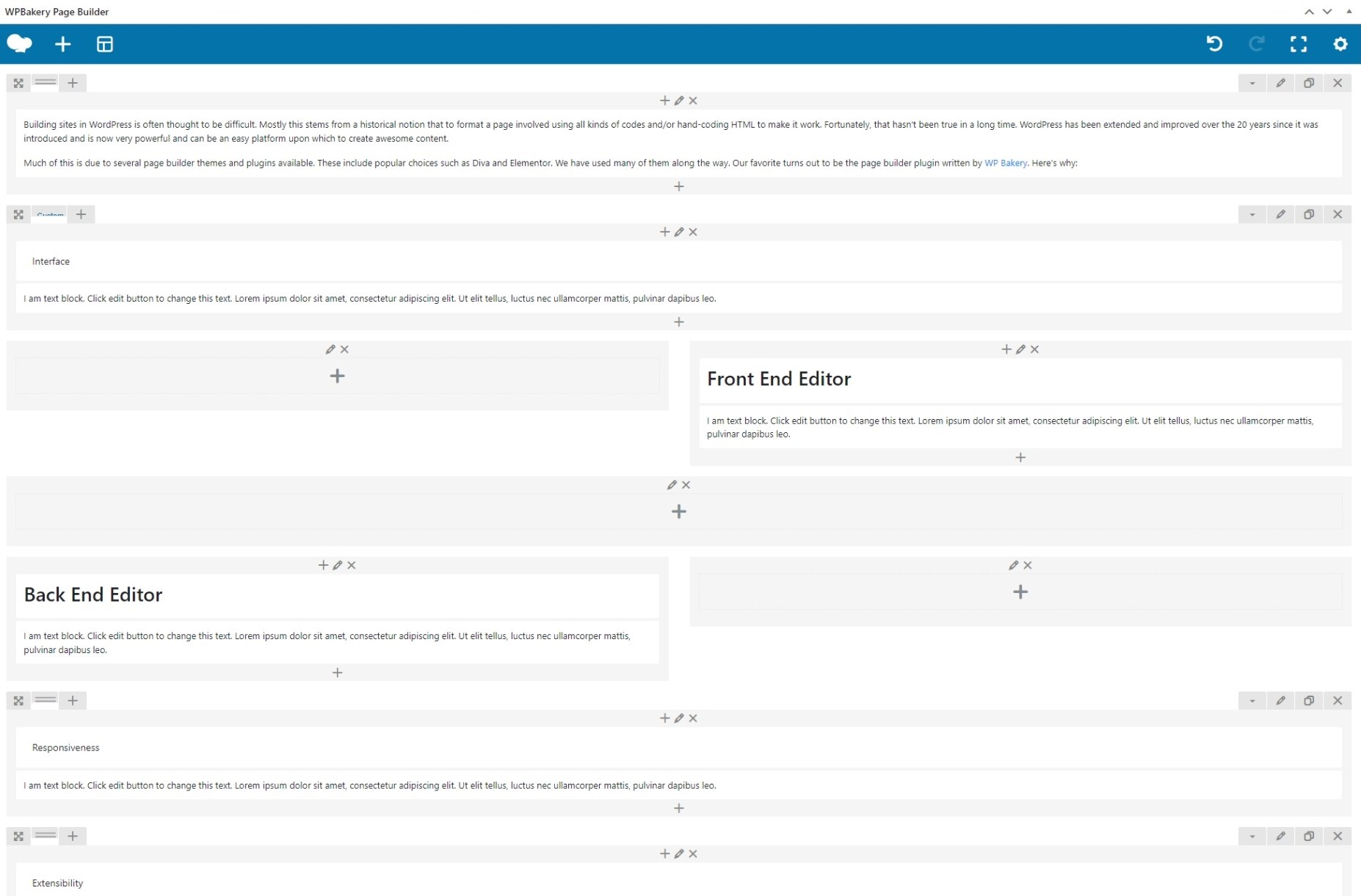 The WP Bakery Back-end Editor